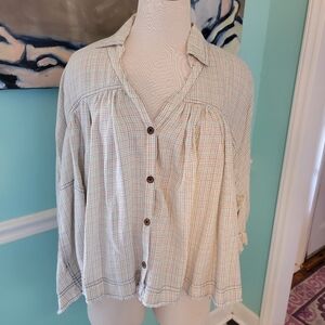 Free People Flowy Plaid Top